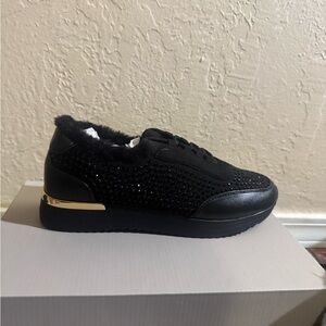Kenneth Cole Cari Cozy Black and Gold Women's Sneakers